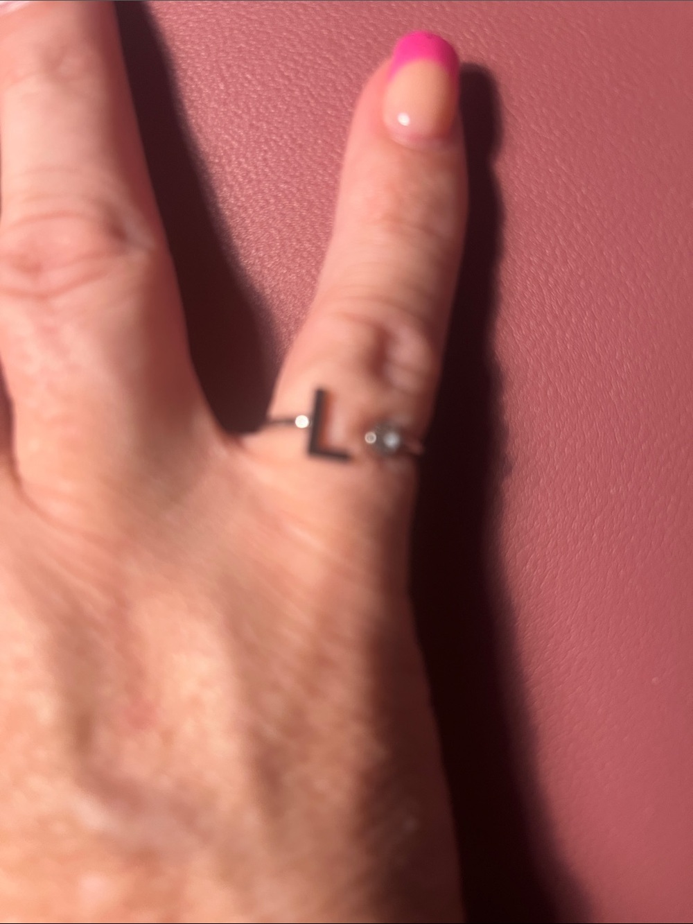 Plunder Silver L Initial Ring with Clear Accents